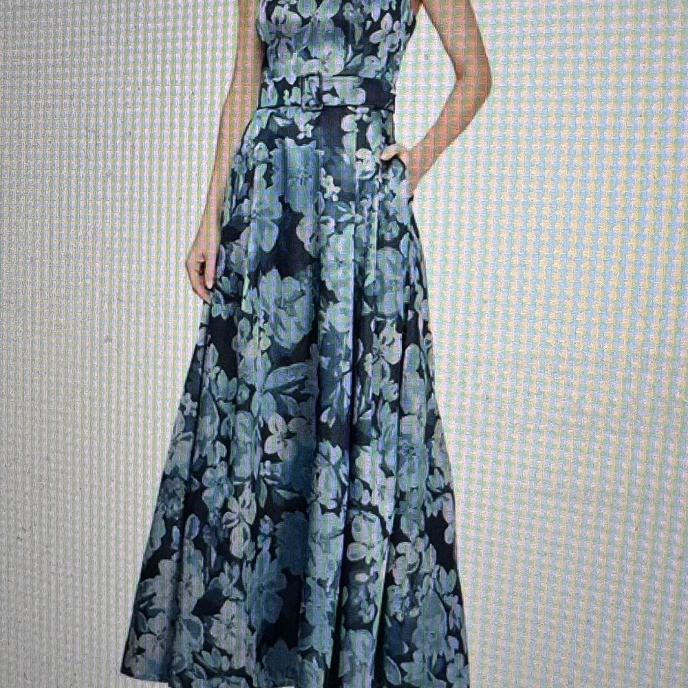 Elegant Floral Blue Dress